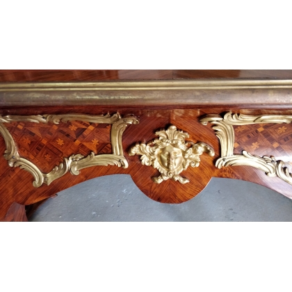 Napoleon III-style flat-topped desk with a red leather top