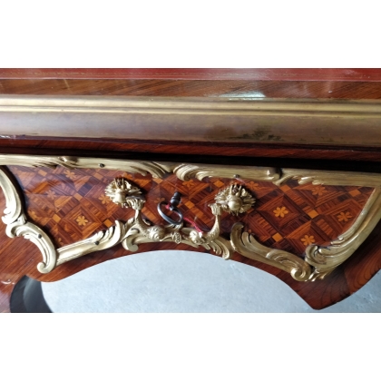 Napoleon III-style flat-topped desk with a red leather top