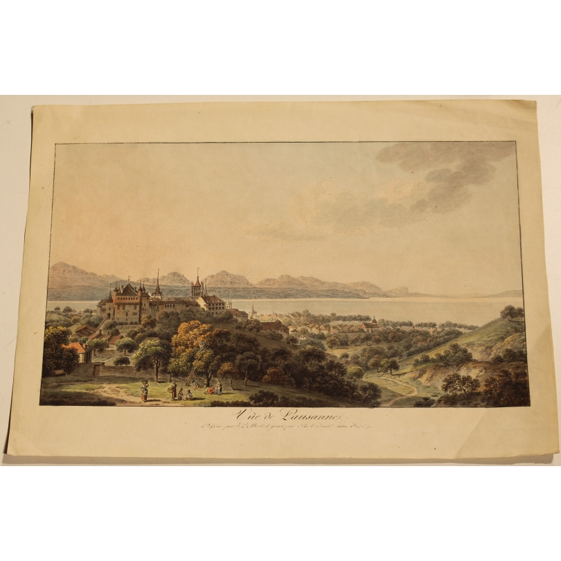Gravure "Vue de Lausanne" par ABERLI