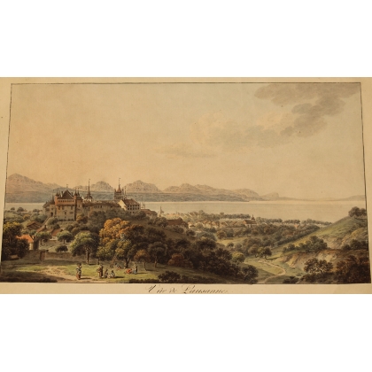 Gravure "Vue de Lausanne" par ABERLI