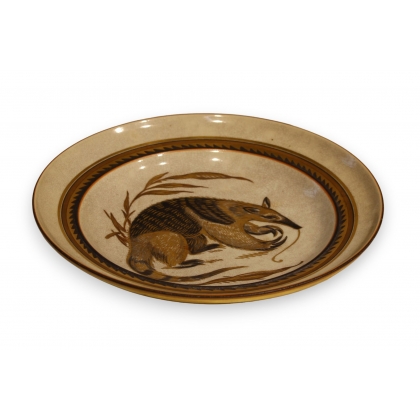 Assiette \"Fourmillier\" en porcelaine