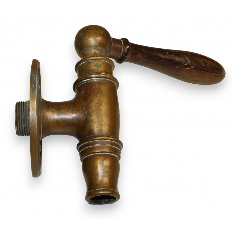 Brass tap, wooden handle