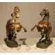 Paire de chevaux en bois sculpté polychrome