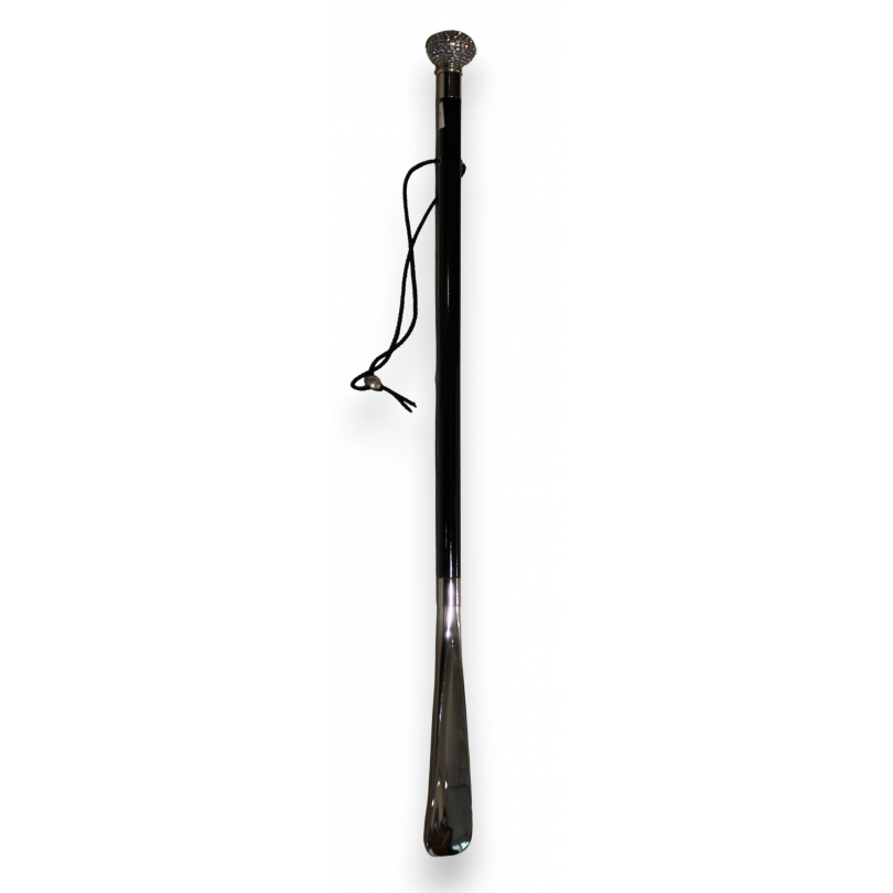 Long shoehorn, ‘Rhinestone Ball’, silver-coloured