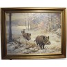 Tableau \"Sangliers dans la neige\" signé LORENZ