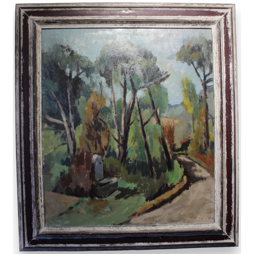 Tableau \"Chemin\" signé JANEBÉ