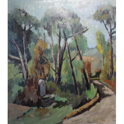 Tableau \"Chemin\" signé JANEBÉ