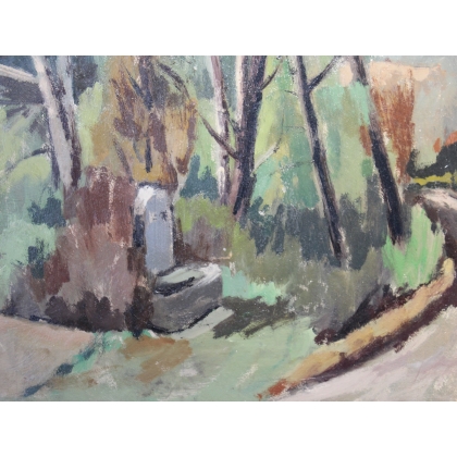 Tableau \"Chemin\" signé JANEBÉ