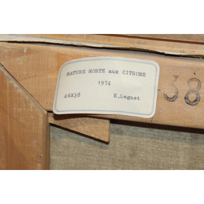Tableau \"Nature morte aux citrons\" signé LEGAST 74