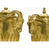 Pair of Urnes lamps with ram’s heads