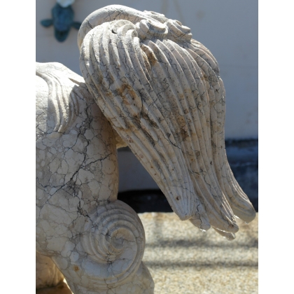 White marble ‘Chien de Fô’ sculpture by Moinat SA – Antiques and decorative items