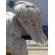 Chien de Fô en marbre blanc sculpté