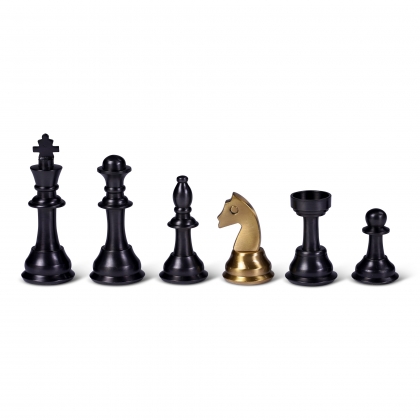 Polished metal chess pieces