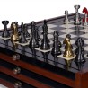 Polished metal chess pieces