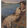 Tableau \"La lecture au bord d\'un lac\" signé GALIN