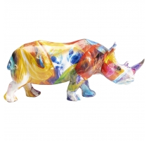 Mini Rhinocéros en résine multicolore