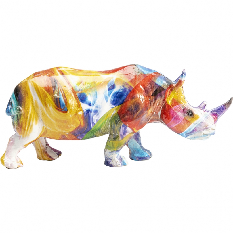 Mini Rhinocéros en résine multicolore