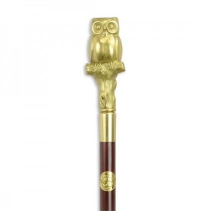 Walking stick with a bronze owl knob