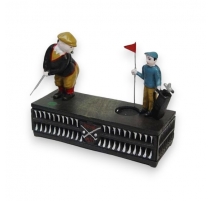 Crousille "Golfeur" en fonte polychrome