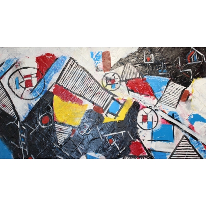 Tableau \"Abstrait\" signé N. DUMITRESCO