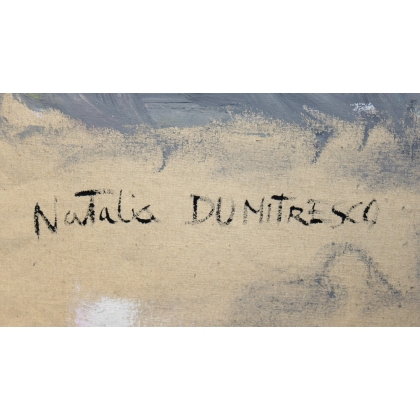 Tableau \"Abstrait\" signé N. DUMITRESCO