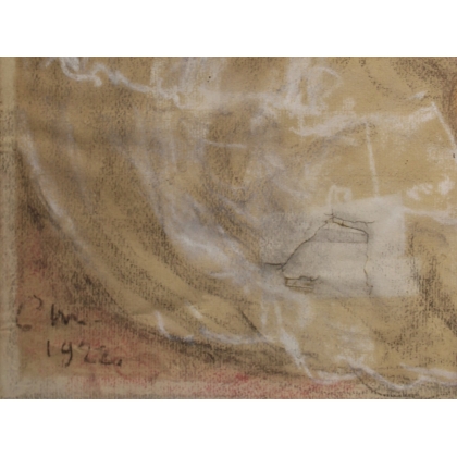 Tableau Fille assise signé Louis DE MEURON