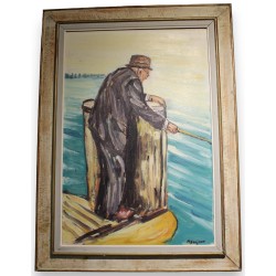 Tableau \"Pêcheur\" signé M BONJOUR