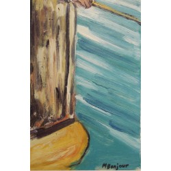 Tableau \"Pêcheur\" signé M BONJOUR
