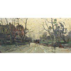 Tableau \"Paysage animé d\'Italie\" signé E. BRIANTE