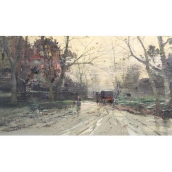 Tableau \"Paysage animé d\'Italie\" signé E. BRIANTE