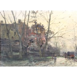 Tableau \"Paysage animé d\'Italie\" signé E. BRIANTE