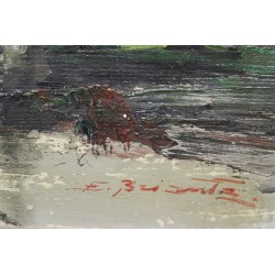 Tableau \"Paysage animé d\'Italie\" signé E. BRIANTE