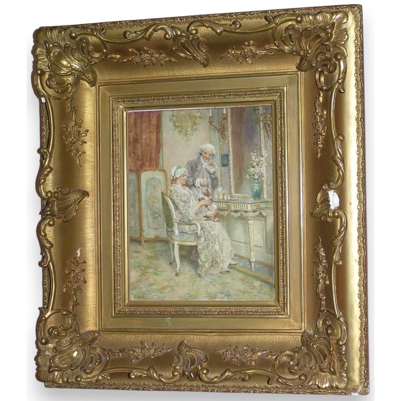 Paintings | Painting entitled ‘Finally, a serious guest’, signed GRISON. Moinat SA  – Antiques and home décor