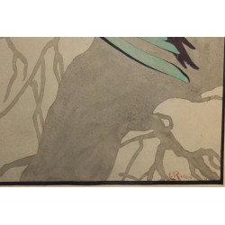 Paire de pochoirs "Rapaces" signés E. RIEDER