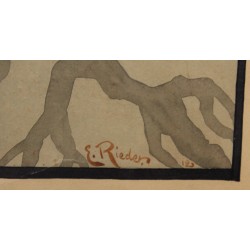 Paire de pochoirs "Rapaces" signés E. RIEDER