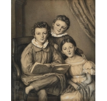 Dessin "Portrait de trois enfants"