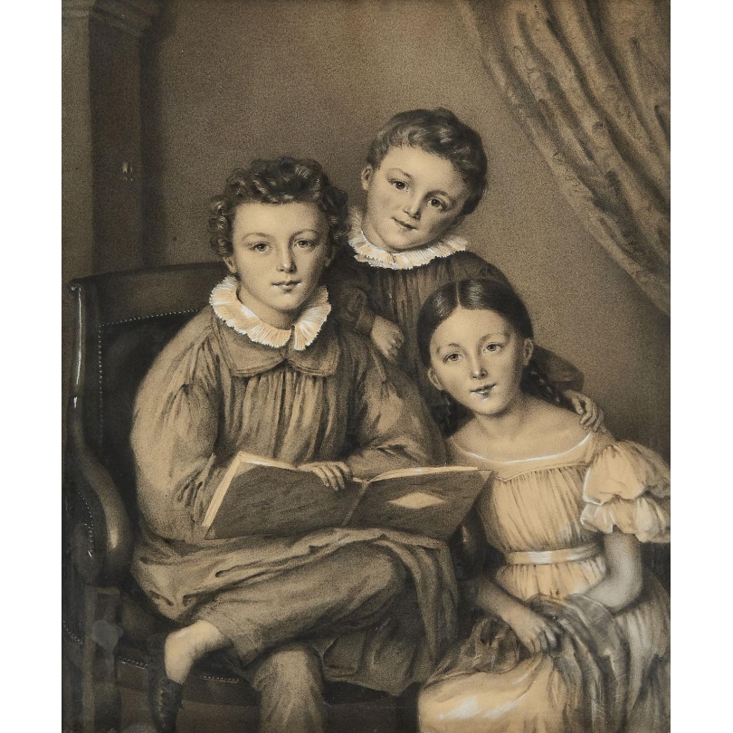 Dessin "Portrait de trois enfants"