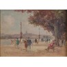 Tableau \"Quai du Mont-Blanc\" signé G. DJAKELI