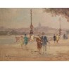 Tableau \"Quai du Mont-Blanc\" signé G. DJAKELI