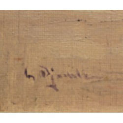 Tableau \"Quai du Mont-Blanc\" signé G. DJAKELI