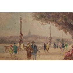 Tableau \"Quai du Mont-Blanc\" signé G. DJAKELI