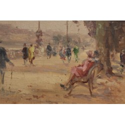 Tableau \"Quai du Mont-Blanc\" signé G. DJAKELI