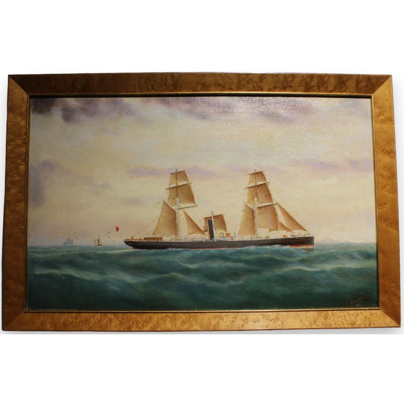 Tableau \"Marine\" signé C. HANSSON 1922