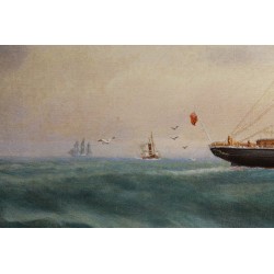 Tableau \"Marine\" signé C. HANSSON 1922