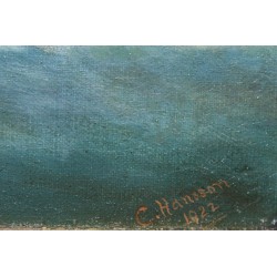 Tableau \"Marine\" signé C. HANSSON 1922