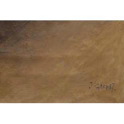 Tableau \"L\'étendage\" signé J. GACHET