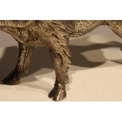 Sanglier au naturel en métal argenté