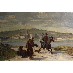 Tableau \"Fontarabia\" signé A. DUMONT 1878