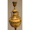 Paire de lampes en marbre beige et bronze doré