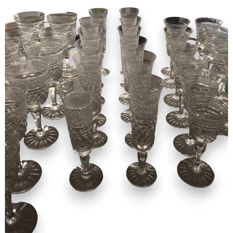 Set of 47 moulded crystal glasses